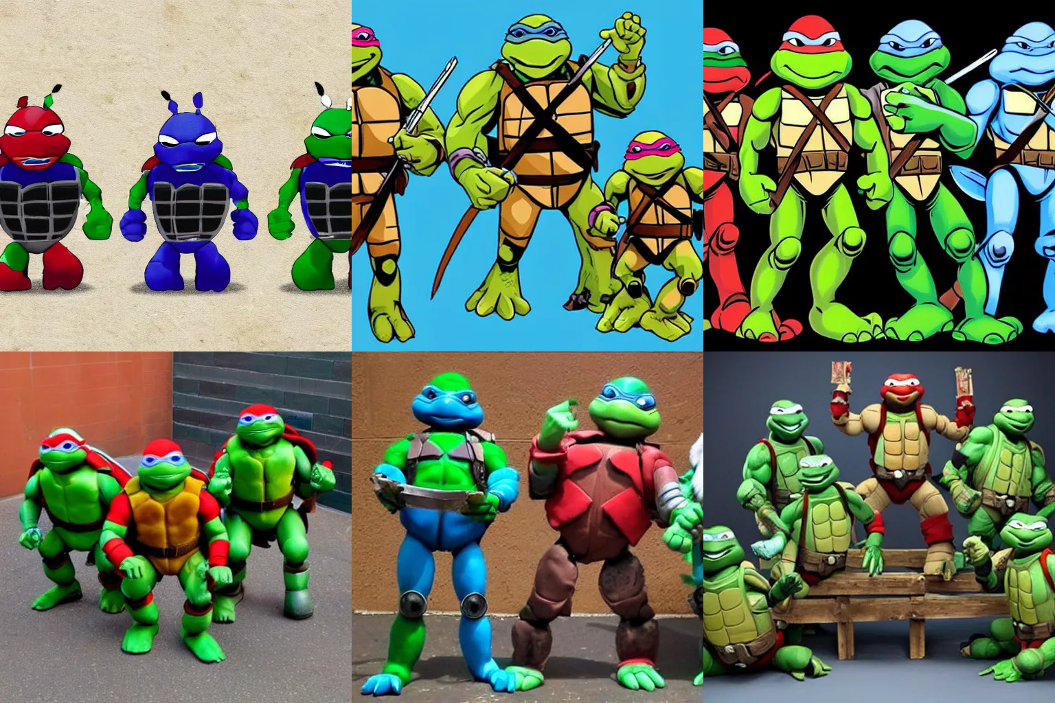 Prompt: teenage mutant ninja turtles robots