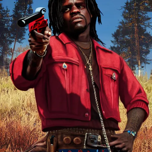 Image similar to Rapper Chief Keef In red dead redemption 2 digital art 4K quality super realistic