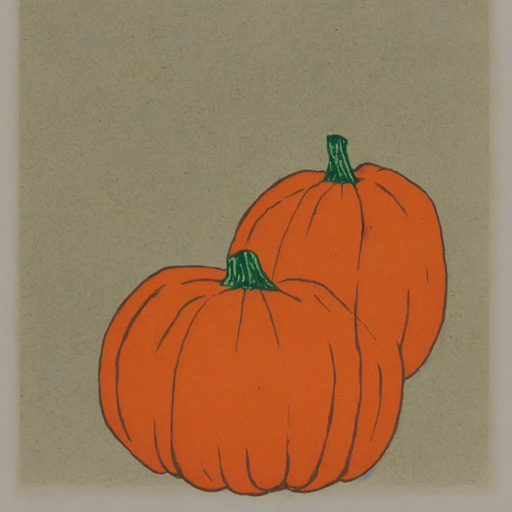 Prompt: vintage risograph of pumpkin, simple