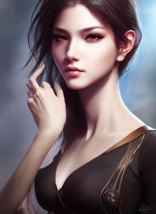 Image similar to photo of a gorgeous young woman, realistic, sharp focus, 8k high definition, insanely detailed, intricate, elegant, art by stanley lau and artgerm