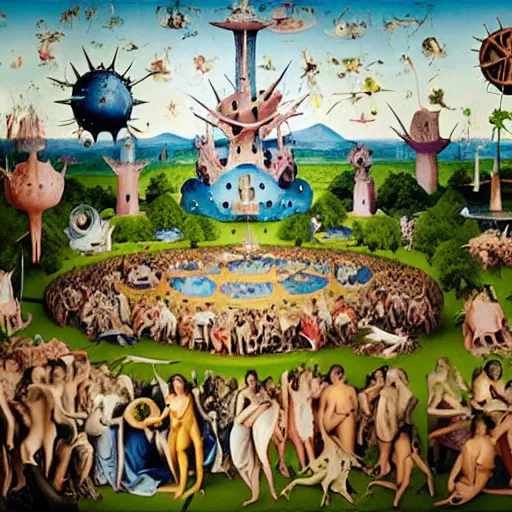 Prompt: a photorealistic version by david lachapelle of a bosch garden of earthly delights