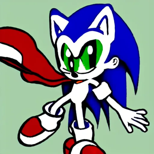 Image similar to red white ms paint doodle of bad amateur anime sonic drawing, made in ms paint,