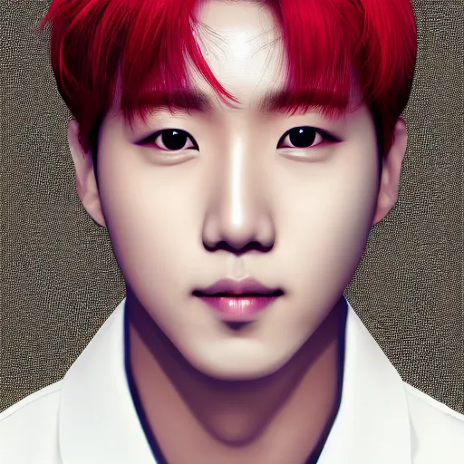 Image similar to j - hope from bts, highly detailed, professional digital painting, extreme illustration, unreal engine 5, photorealism, hd quality, 8 k, wispy, cinematic, art by andy warhol, artgerm, yoshitaka amano