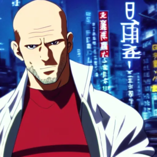 Image similar to jason statham as anime character, kyoto animation, magical