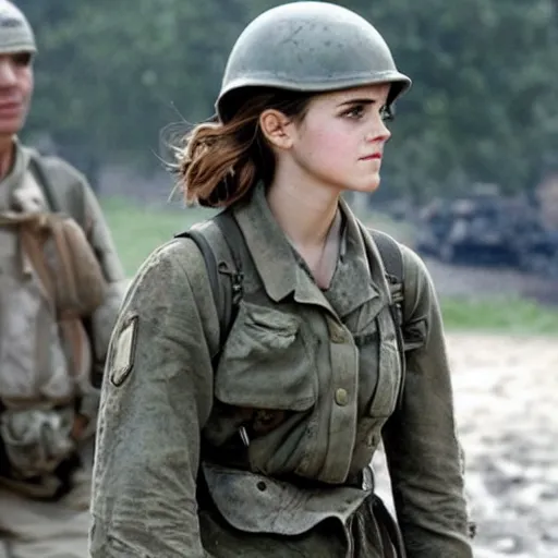 Prompt: Emma Watson starring in Saving Private Ryan