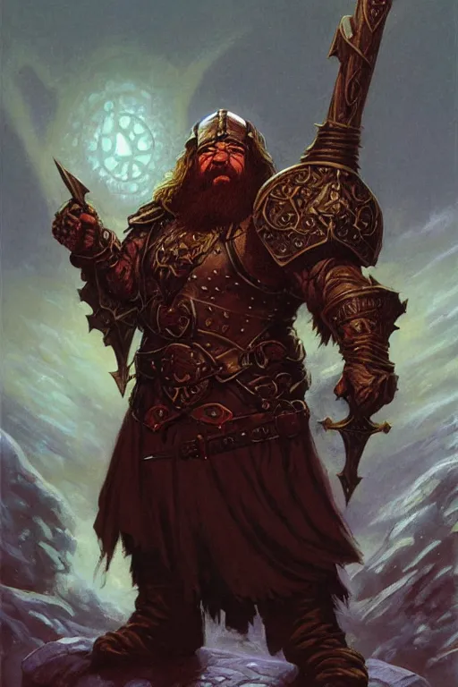 Image similar to a dwarven paladin, grimdark fantasy by Gerald Brom