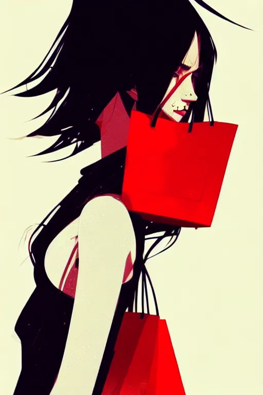 Image similar to a ultradetailed beautiful panting of a stylish woman with shopping bags, by conrad roset, greg rutkowski and makoto shinkai trending on artstation