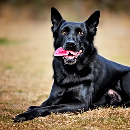 Prompt: A majestic Black Labrador, EOS-1D, f/1.4, ISO 200, 1/160s, 8K, RAW, unedited, symmetrical balance, in-frame