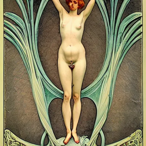 Image similar to An anatomical Venus in Victorian England, art nouveau