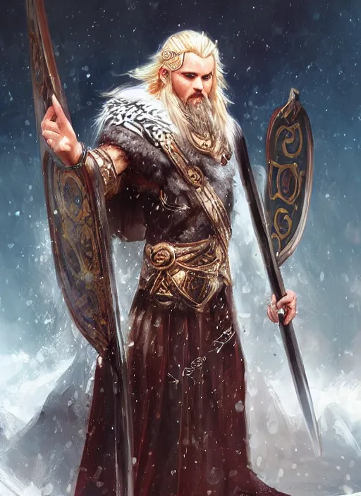 Prompt: king of gods odin, cg original, by wlop