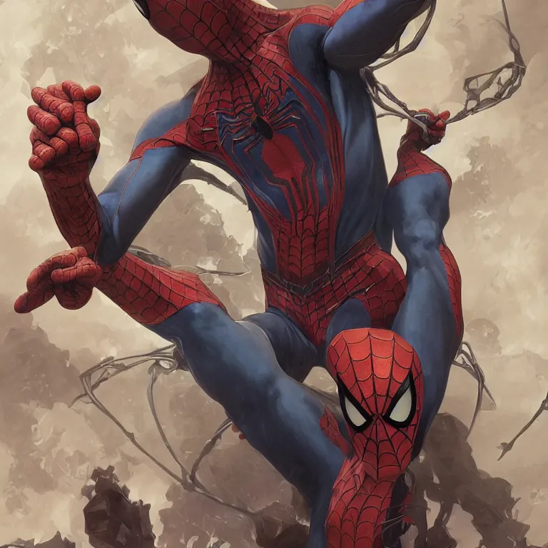 Prompt: portrait of spiderman, D&D, fantasy, highly detailed, digital painting, artstation, smooth, sharp focus, illustration, art by artgerm and greg rutkowski and alphonse mucha