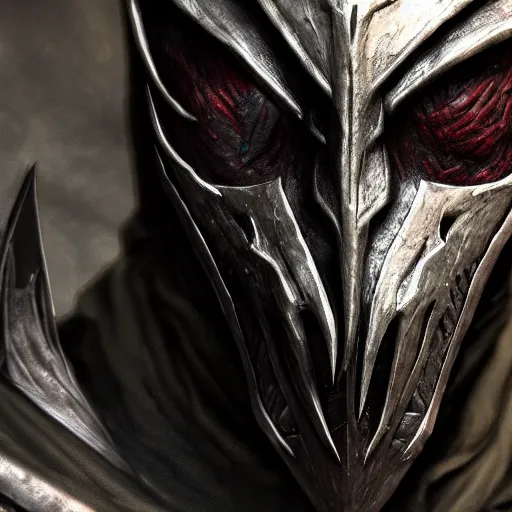 Image similar to miraak's mask from skyrim, close up view, trending on artstation