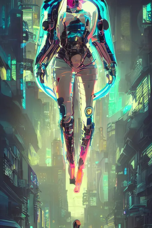 Image similar to futuristic Cyber Ninja Girl, in future cyberpunk, roaming the streets of calcutta , sci-fi, fantasy, intricate, very very beautiful, elegant, neon light, highly detailed, digital painting, artstation, concept art, smooth, sharp focus, illustration, art by alphonse mucha and tian zi and WLOP