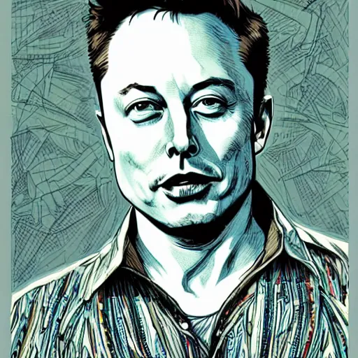 Image similar to a ultra detailed illustration of a elon musk by James jean, trending on ArtStation,