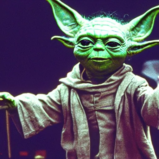 Image similar to yoda performing at woodstock