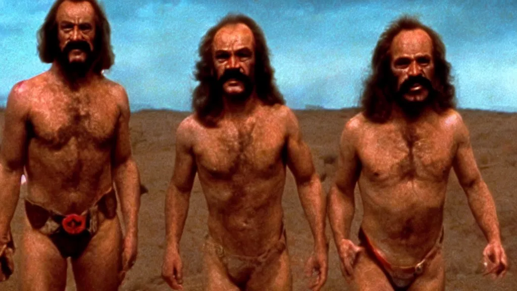 Prompt: still from the movie zardoz 2, 1 9 7 5, cinematic lighting, ultra realistic, panavision, wide screen, saturated color, seventies cinema, vintage science fiction cinema