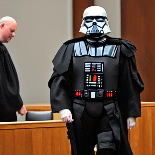 Prompt: dave vader in court working as judge