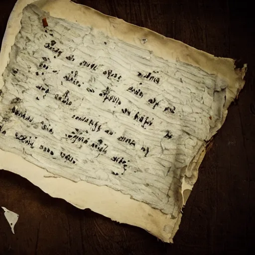 Image similar to tattered parchment with cthulhu characters written on it