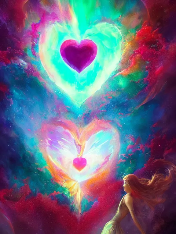 Image similar to a ultradetailed beautiful concept art of the prismatic heart being absorbing the wonderful colors of the emotion around it, concept art, high resolution 4 k, by tom bagshaw, greg rutkowski, charli bowater and artgeem