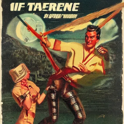 Prompt: Ivanhoe, vintage pulp art