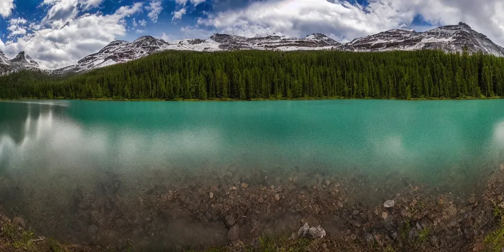 Prompt: 3 6 0 panorama of a canadian lake