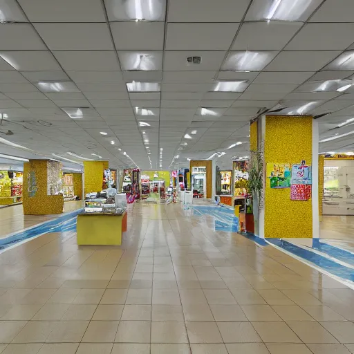 Image similar to watercolor image of a space which resembles the back rooms of a retail outlet, spanning approximately 600 million square miles. All rooms throughout Level 0 share the same superficial aspects: mono-yellow wallpaper, old moist carpet, and inconsistently placed fluorescent lighting. Beyond these main features, no two rooms are identical. 4k, hd, photorealistic