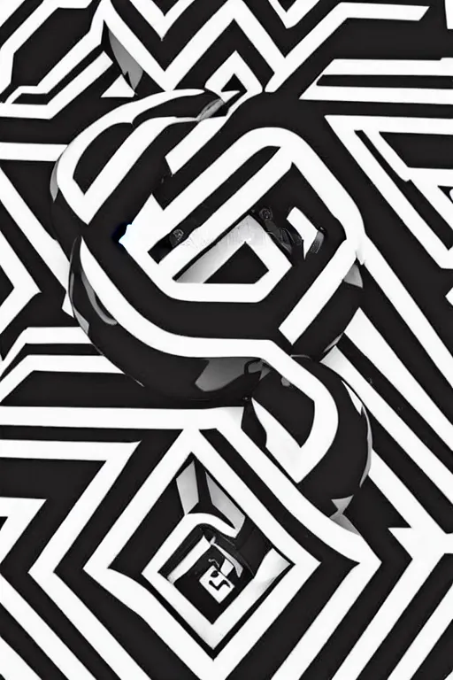 Prompt: intricate black and white 3d illustration of a ? symbol in style of m.c. Escher