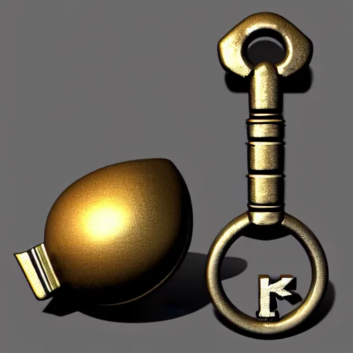 Image similar to a item of the metal key, icon, vray 4k render, on the white background, rpg game inventory item