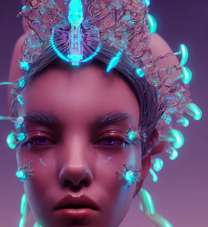 Image similar to goddess close-up portrait. bioluminiscent creatures, intricate artwork by Tooth Wu and wlop and beeple. octane render, trending on artstation, greg rutkowski very coherent symmetrical artwork. cinematic, hyper realism, high detail, octane render, 8k