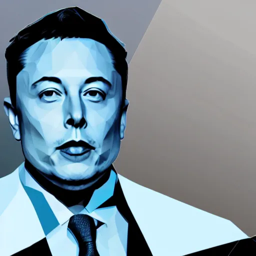 Image similar to low polygon render of elon musk on a white background, isometric 3 d, ultra hd