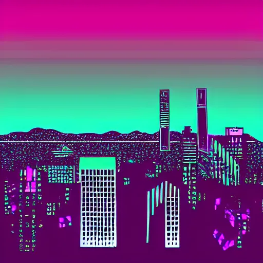 Image similar to ominous synthwave city backdrop