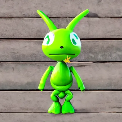 Prompt: vinyl figurine of cute anthropomorphic grasshopper in style of sanrio mascot, photography 4 k