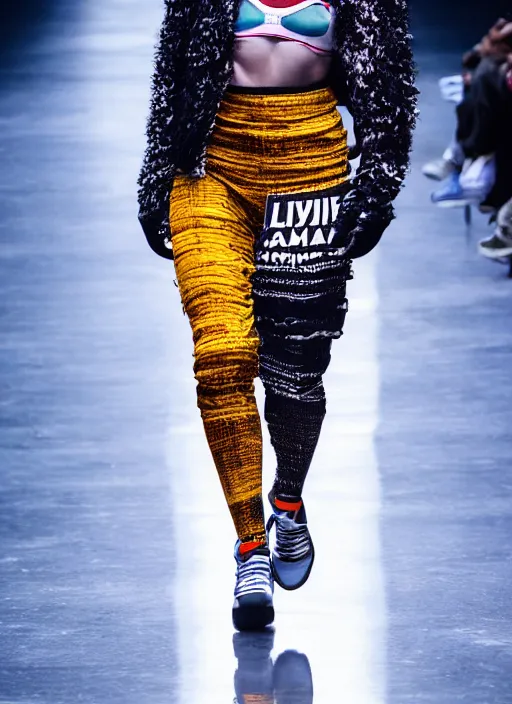 Image similar to hyperrealistic and heavy detailed adidas avant garde runway show of movie the fifth element diva, leica sl 2 5 0 mm, vivid color, high quality, high textured, real life