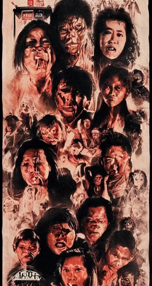 Prompt: 80s horror movie poster for a movie called “The Filipino”