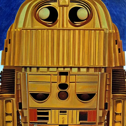 Prompt: painting of c - 3 p 0 by sandro botticelli