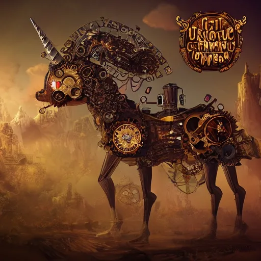 Image similar to digital illustration of a steampunk clockwork unicorn, deviantArt, artstation, artstation hq, hd, 4k resolution