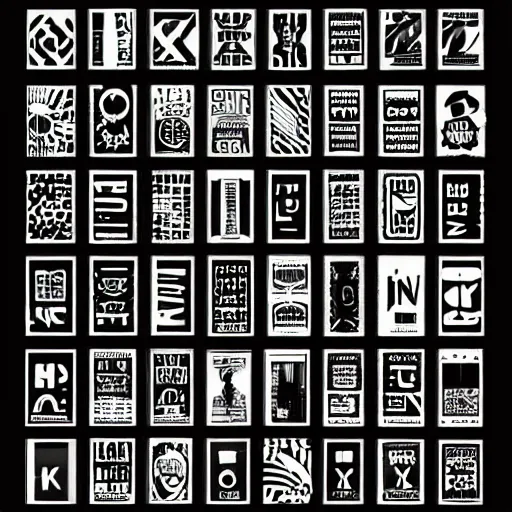 Image similar to black on white graphic design stickers in style of david rudnick, eric hu, y 2 k,