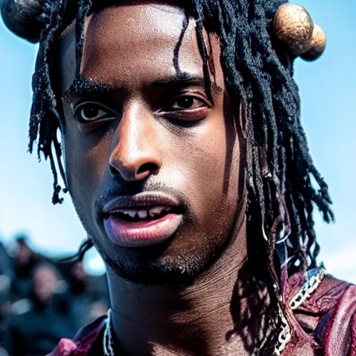 Image similar to playboi carti in vikings 4 k the detailed super realistic