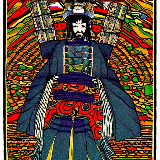 Image similar to a ancient psychedelic samurai