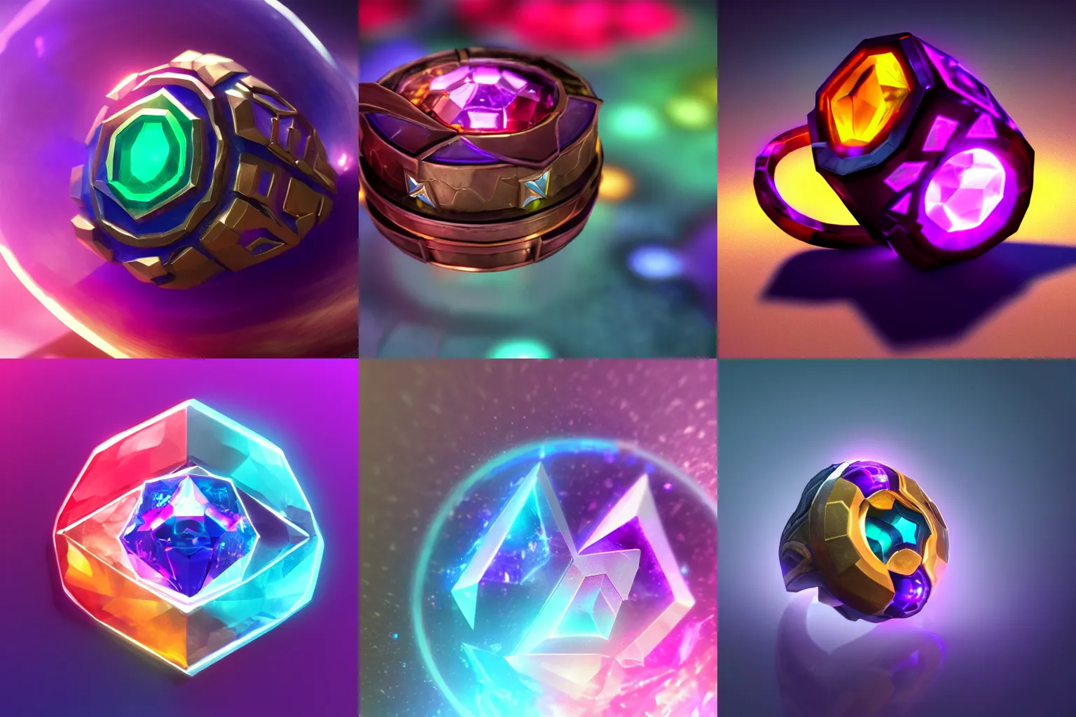 Prompt: ring with crystal icon, league of legends, colorful lights, concept art, trending on artstation, vray 4k
