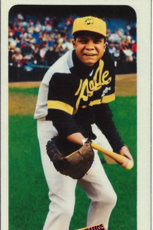 Image similar to baseball card of a gorilla wearing a striped jersey