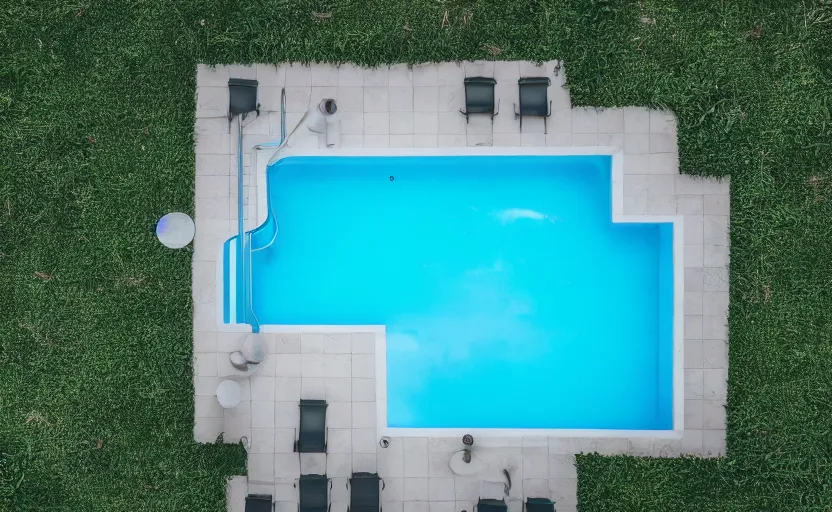 Image similar to top view of a pool, natural light, cinematic lighting, 8 k