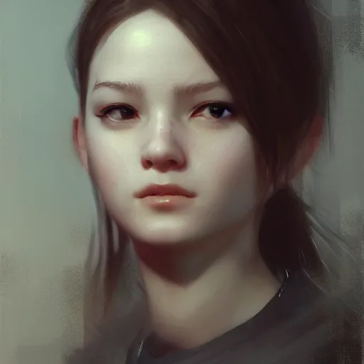 Image similar to a cute girl by ruan jia, closeup headshot, black ponytail, cinema - grade cg rendering, high detailed.