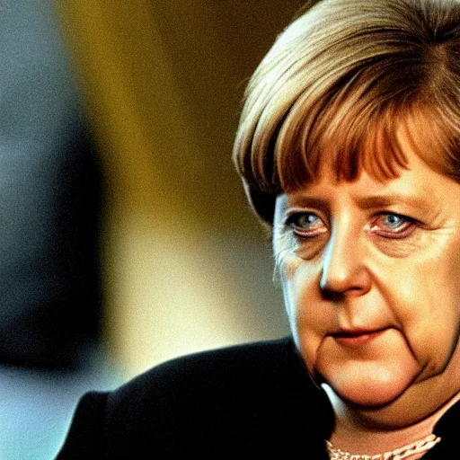 Image similar to angela merkel as trinity, starring in the movie the matrix, 1999. Cinematic