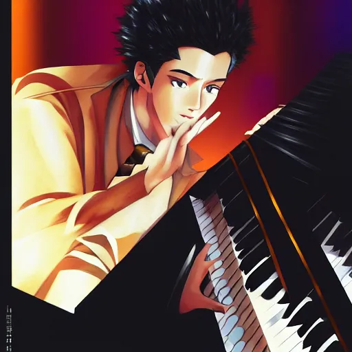 Image similar to portrait of the jazz pianist, anime fantasy illustration by tomoyuki yamasaki, kyoto studio, madhouse, ufotable, comixwave films, trending on artstation