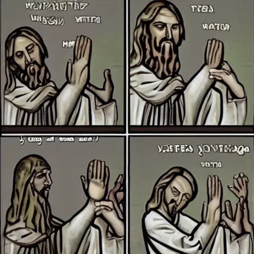 Image similar to facepalming jesus