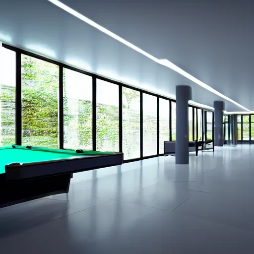 Image similar to liminal space pool rooms, cgi art, good lighting