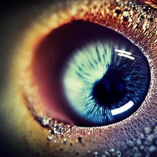 Prompt: close - up of eye with reflection of milky way inside, macro photography