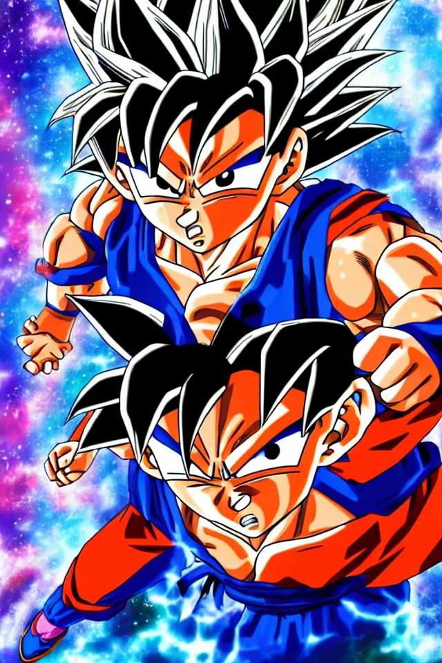 Prompt: poster of Goku by yoji ahi Kawa