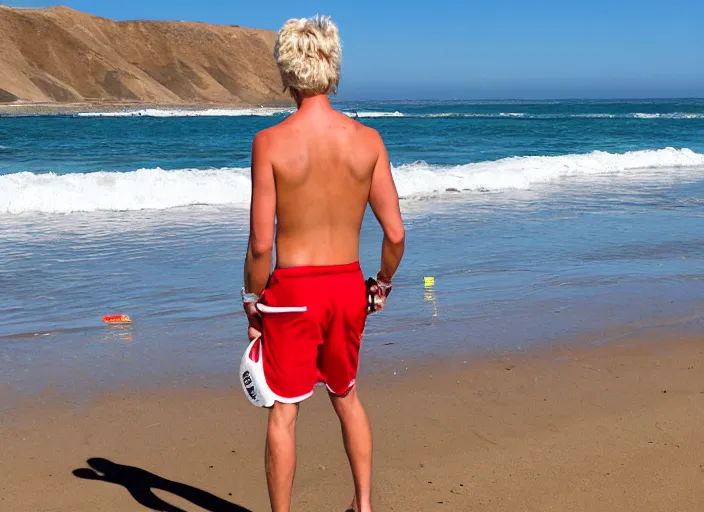 Image similar to skinny blonde male lifeguard roving salt creek beach in dana point, ca